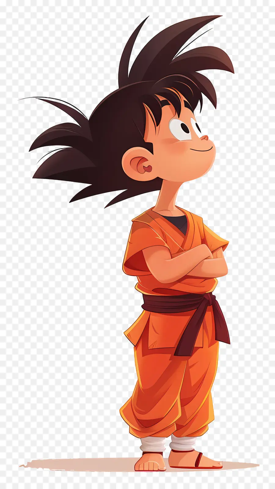 Goku，Bocah Kartun Dengan Tampilan Samping Gi Oranye PNG