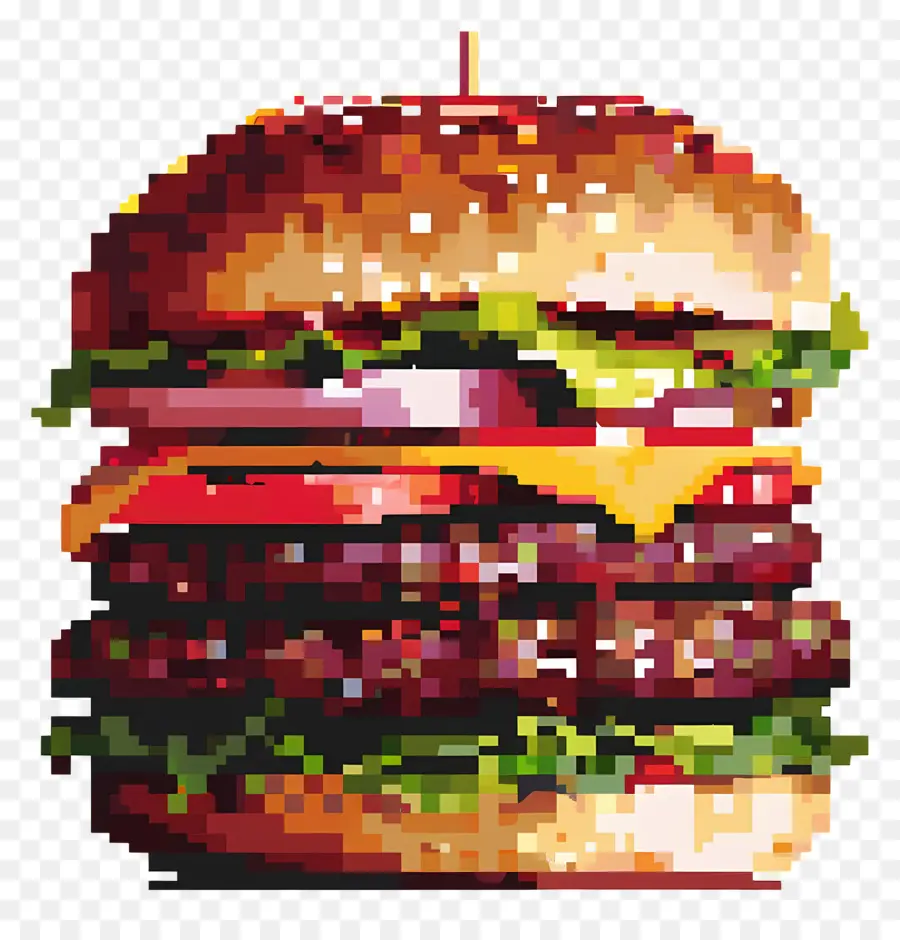 Hamburger Piksel，Burger Piksel PNG