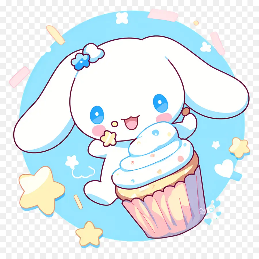 Cinnamoroll Yang Lucu，Kelinci Lucu Dengan Cupcake PNG