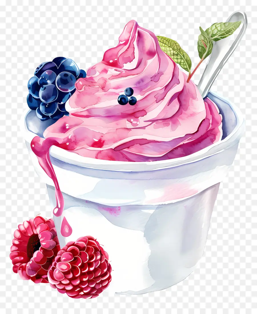 Cangkir Yogurt Cat Air，Es Krim Berry PNG