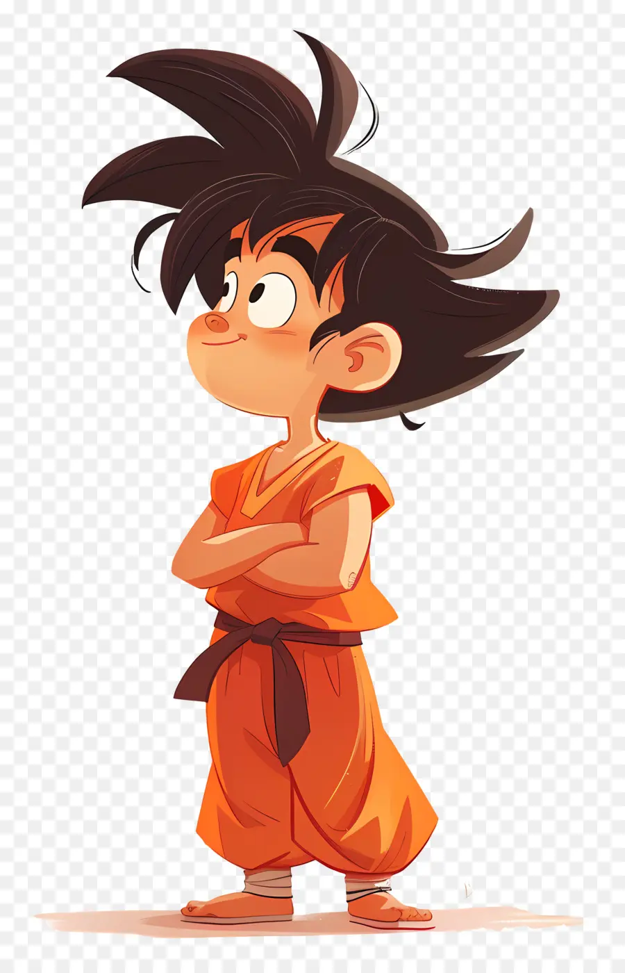 Goku，Bocah Kartun Dengan Tampilan Samping Gi Oranye PNG