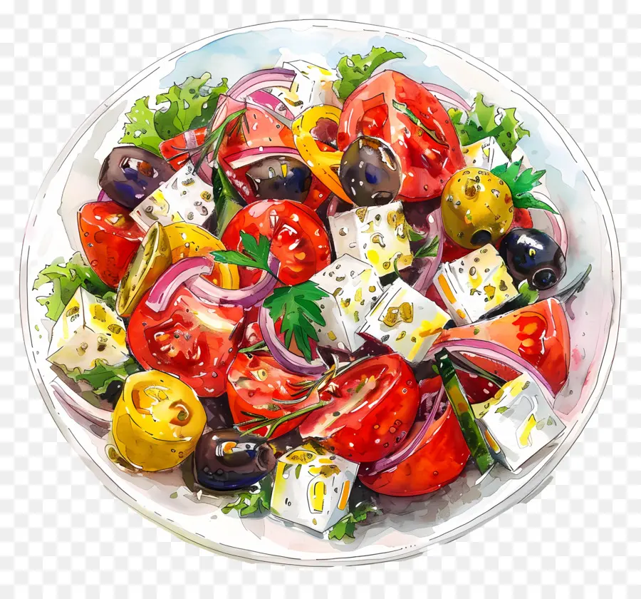 Salad Yunani，Salad Berwarna Warni PNG