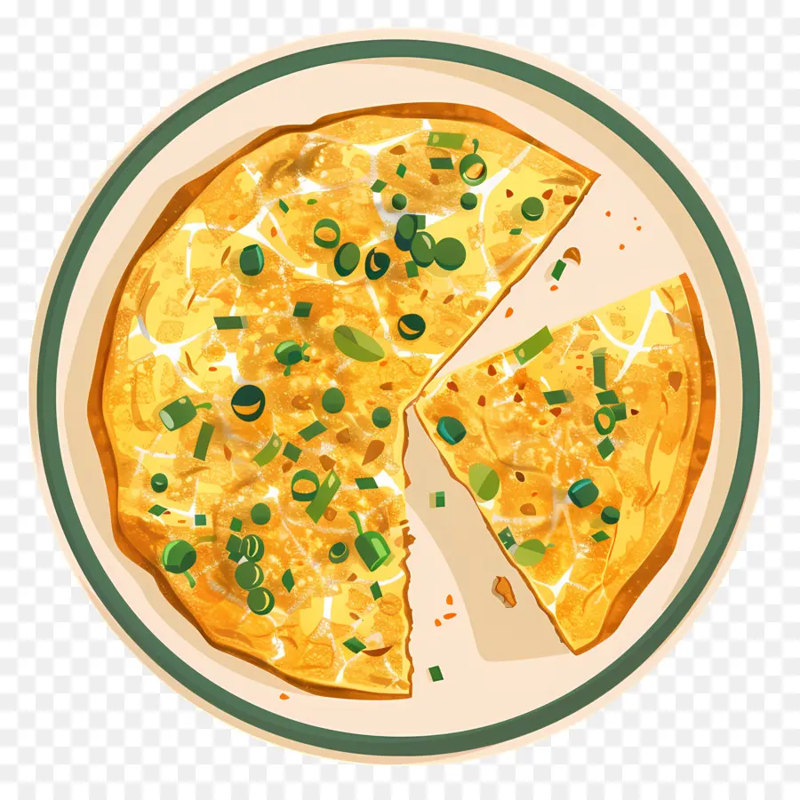 Telur Dadar Spanyol，Omelet Dengan Daun Bawang PNG