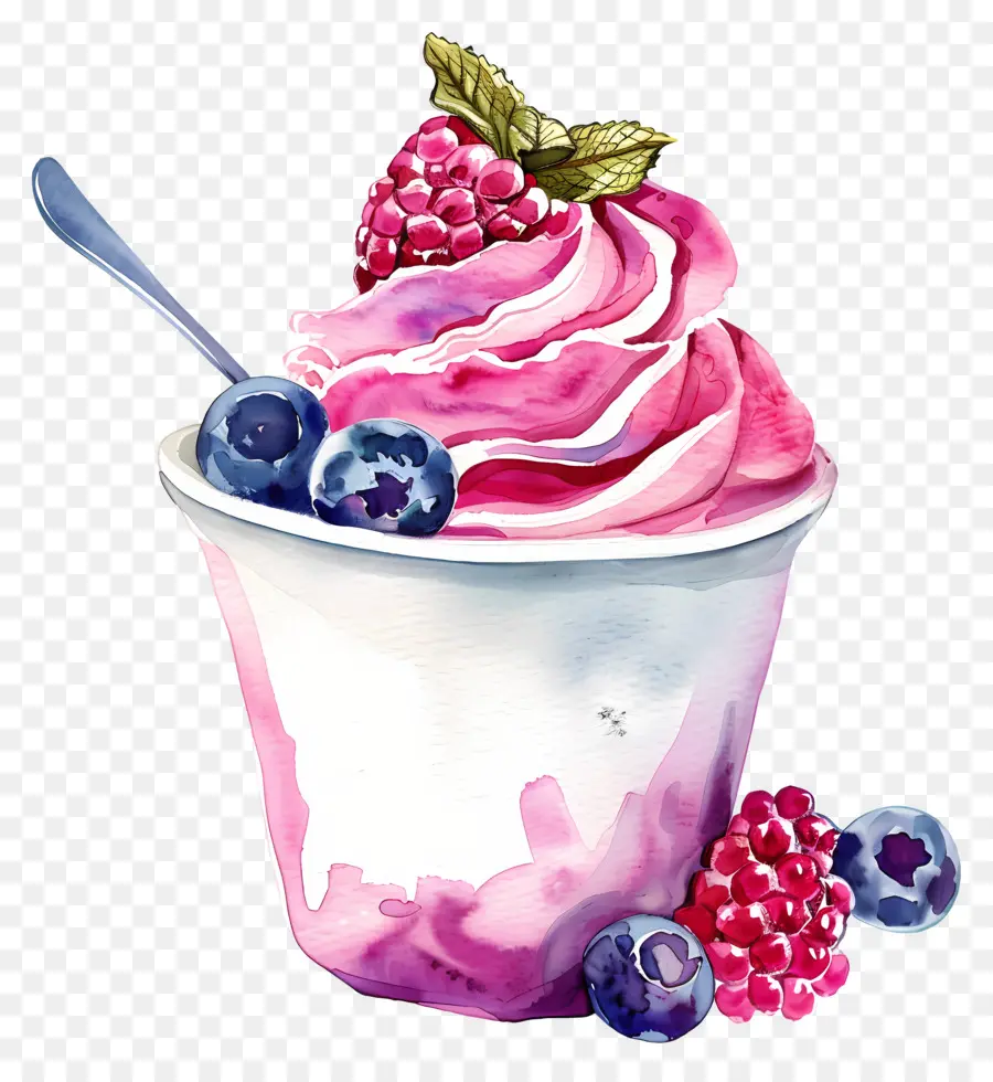 Cangkir Yogurt Cat Air，Es Krim Berry PNG