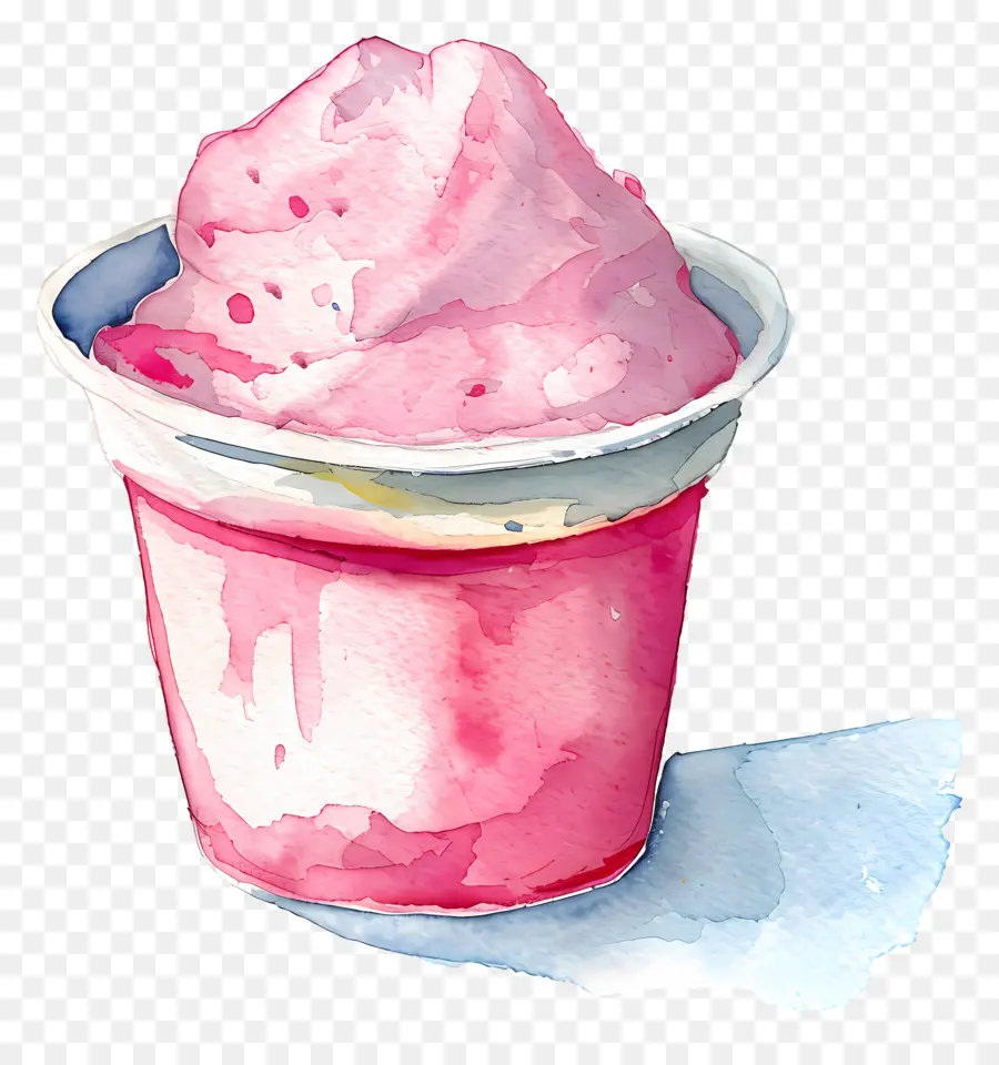 Cangkir Yogurt Cat Air，Es Krim Merah Muda Dalam Cangkir PNG