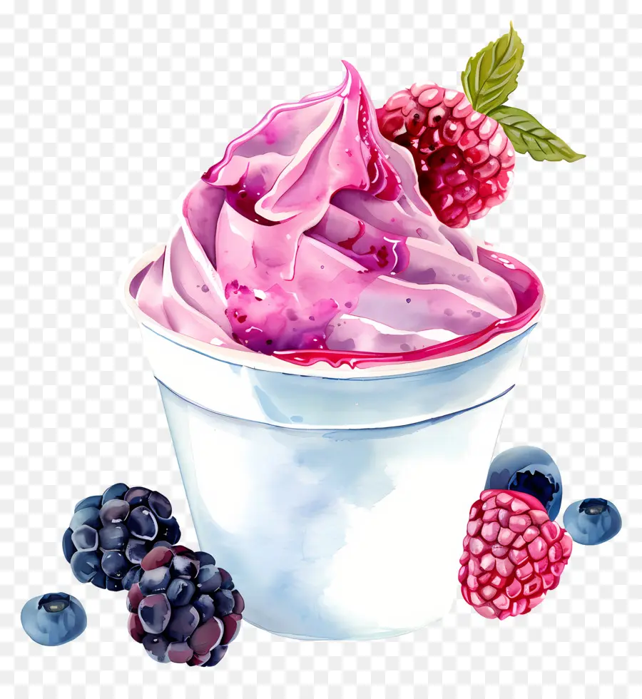 Cangkir Yogurt Cat Air，Es Krim Berry PNG