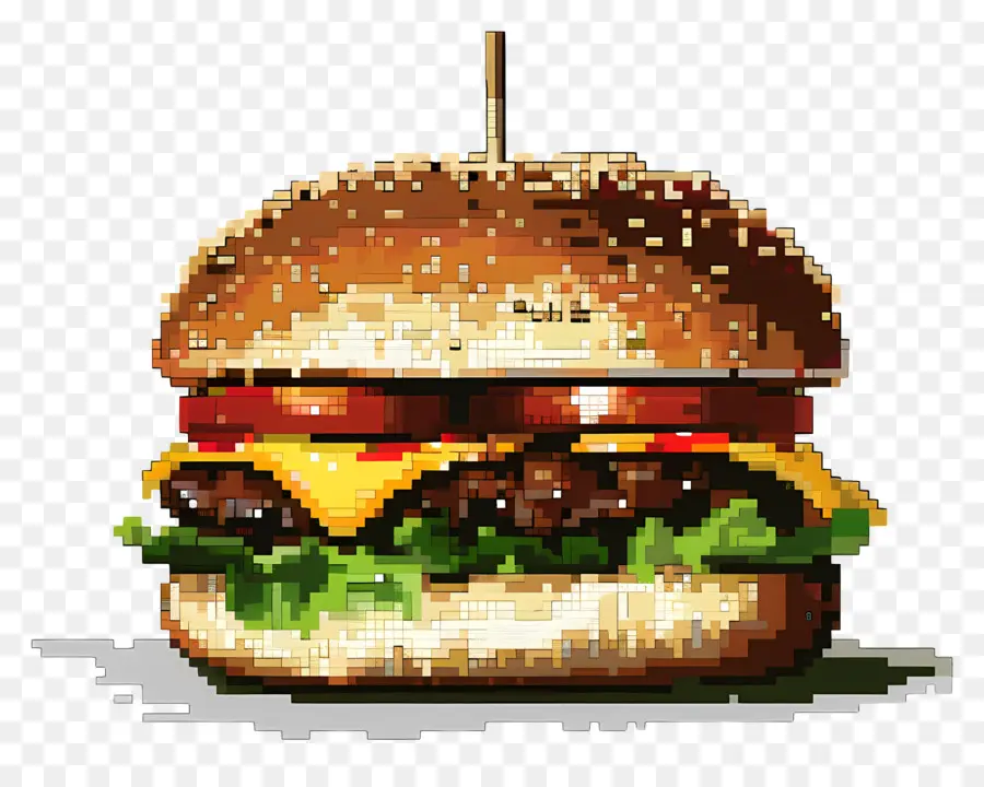 Hamburger Piksel，Burger Piksel PNG