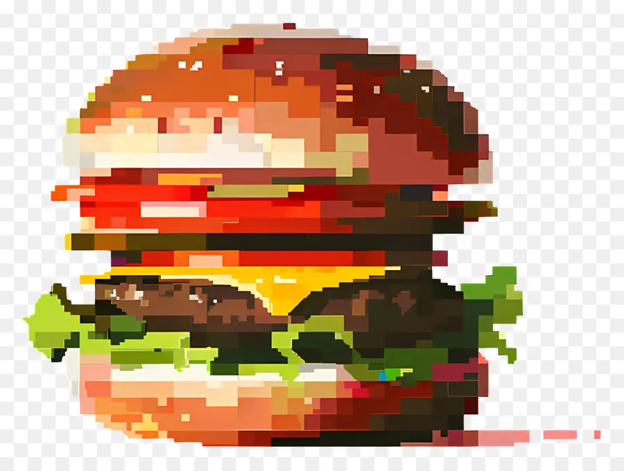 Hamburger Piksel，Burger Piksel PNG