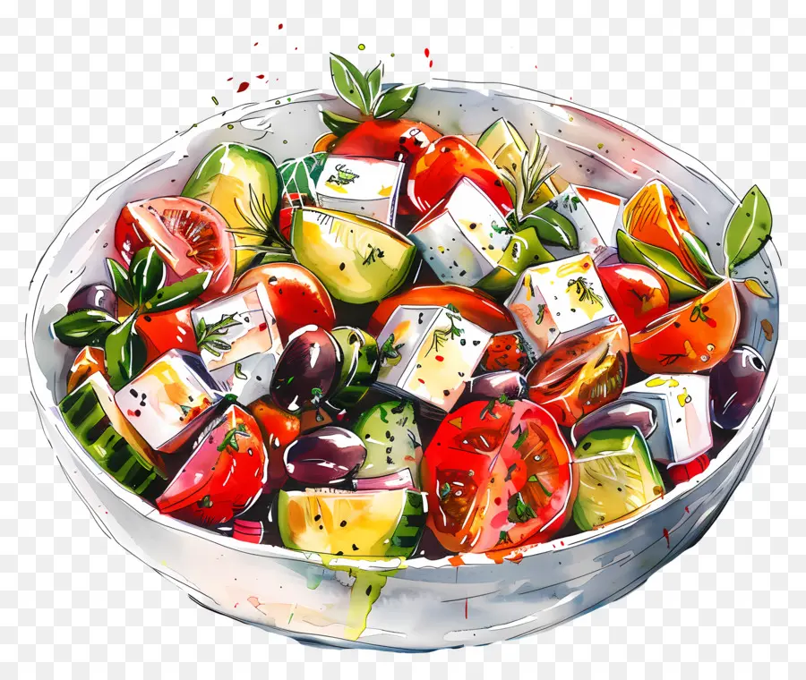 Salad Yunani，Semangkuk Salad PNG