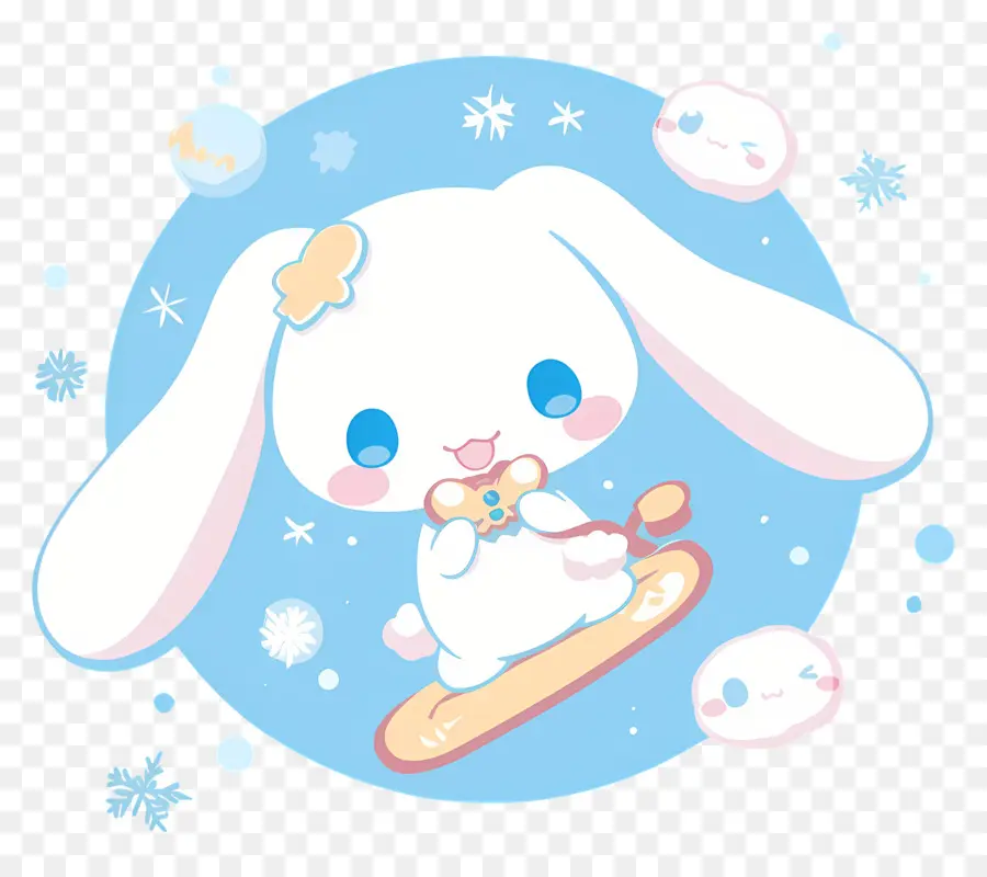 Cinnamoroll Yang Lucu，Kelinci Di Papan Seluncur Salju PNG