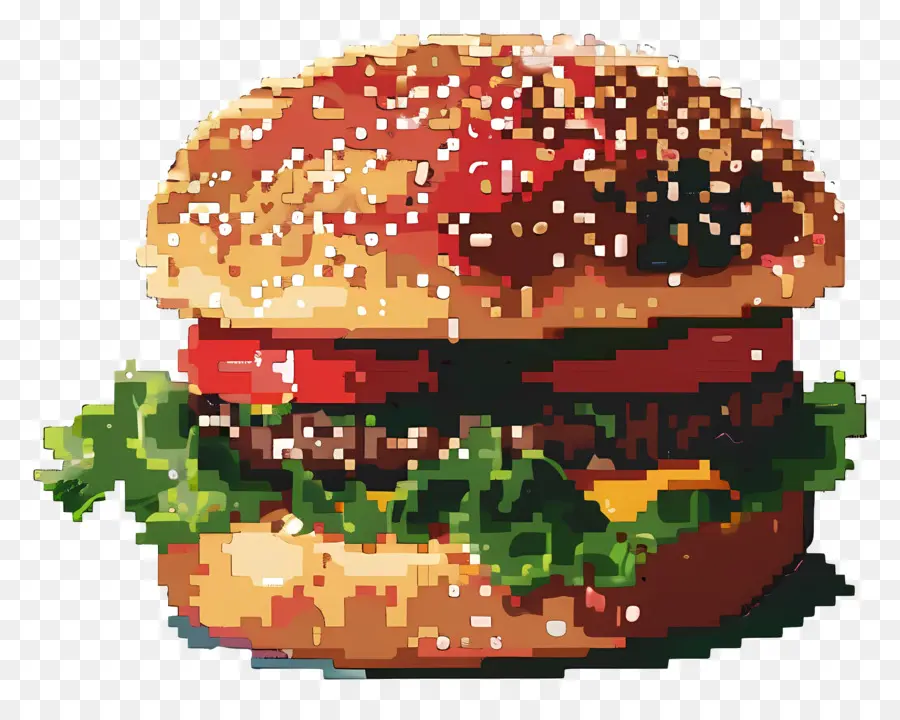 Hamburger Piksel，Burger Piksel PNG