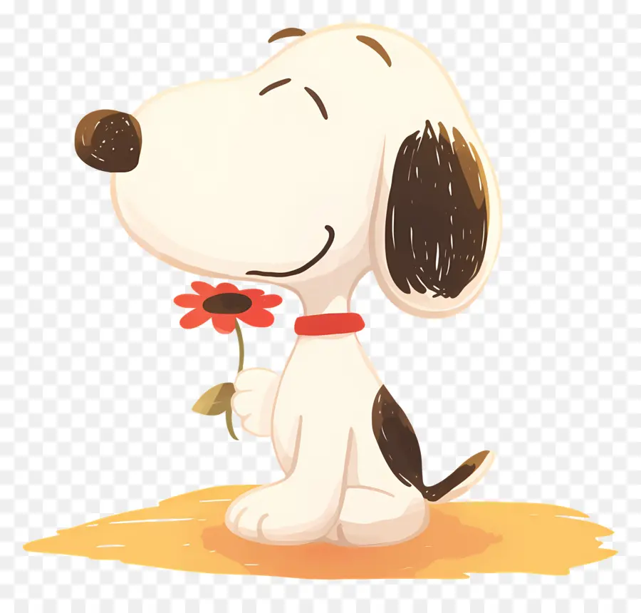 Snoopy，Anjing Kartun Dengan Bunga PNG