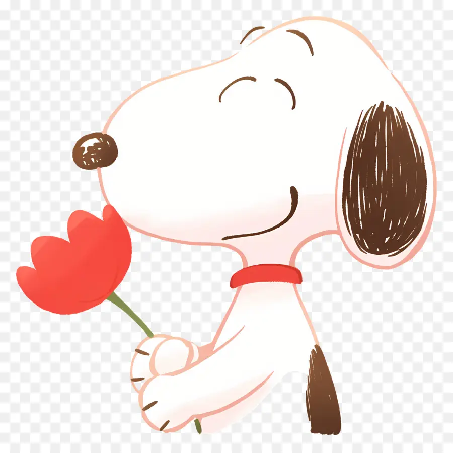 Snoopy，Anjing Kartun Dengan Bunga PNG