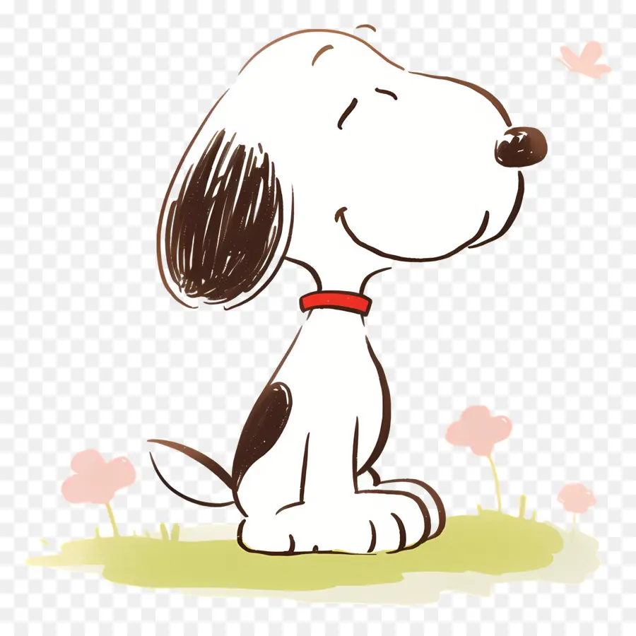 Snoopy，Anjing Kartun Dengan Bunga PNG