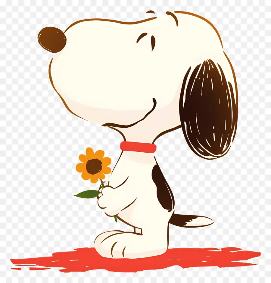 Snoopy，Anjing Kartun Dengan Bunga PNG