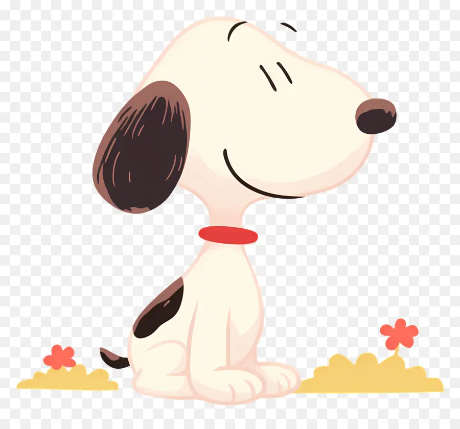 Snoopy，Anjing Kartun Dengan Bunga PNG