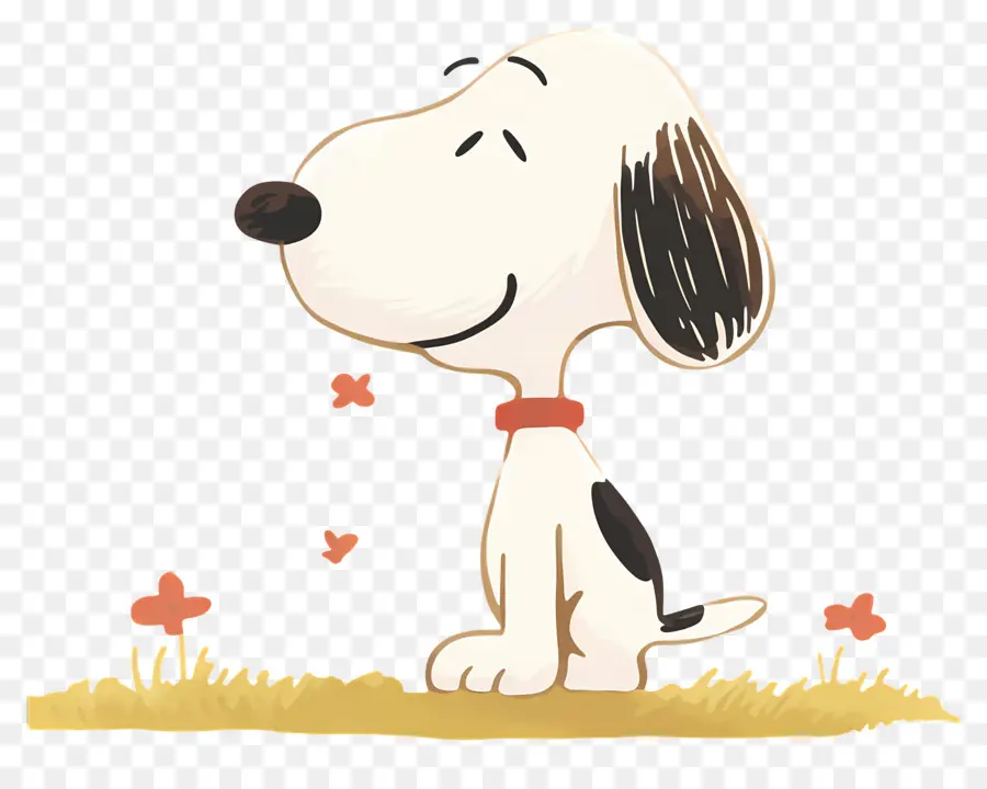 Snoopy，Anjing Kartun Dengan Bunga PNG