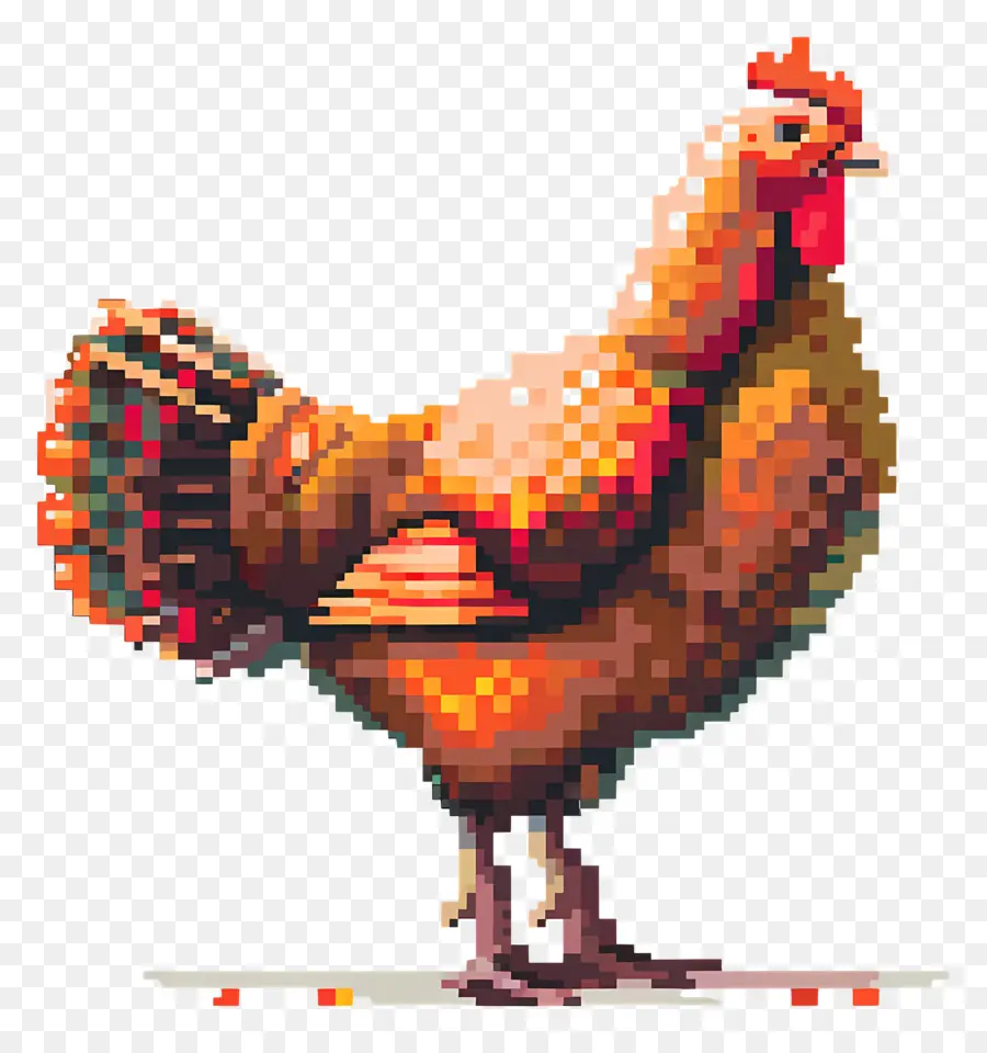 Pixel Thanksgiving Turki，Ayam Piksel PNG