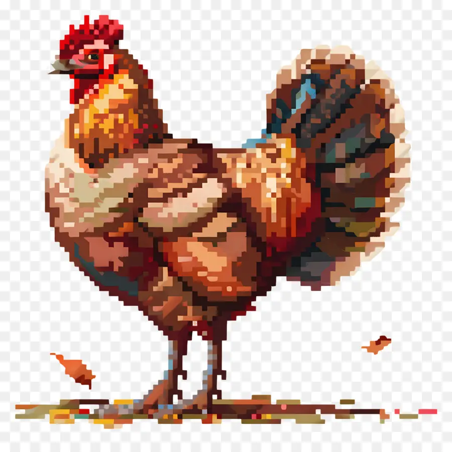 Pixel Thanksgiving Turki，Ayam Berwarna Warni PNG