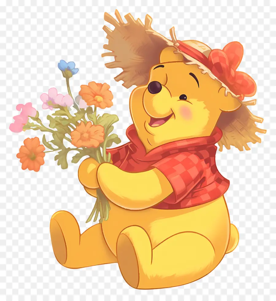 Winnie Si Beruang，Beruang Dengan Bunga PNG