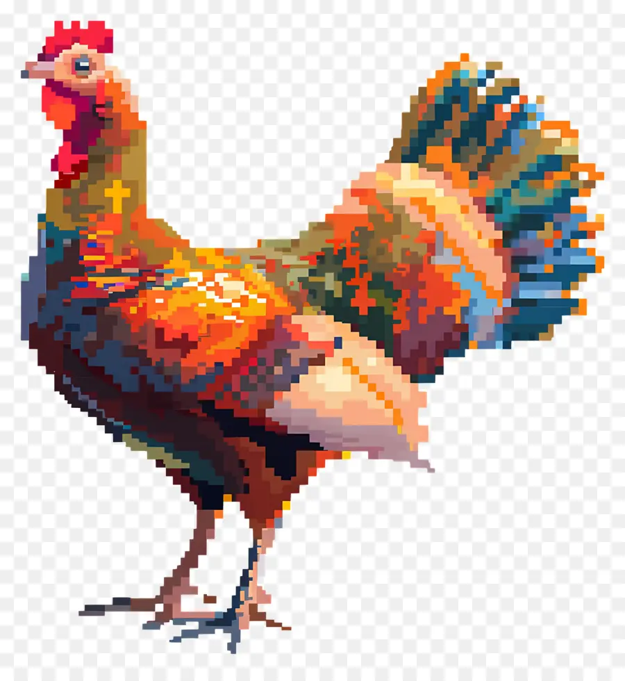 Pixel Thanksgiving Turki，Ayam Berwarna Warni PNG