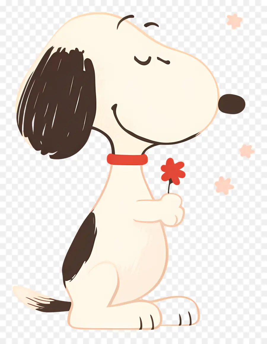 Snoopy，Anjing Kartun Dengan Bunga PNG