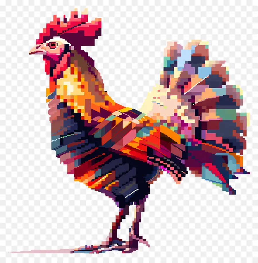 Pixel Thanksgiving Turki，Ayam Berwarna Warni PNG