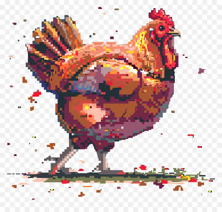 Pixel Thanksgiving Turki，Ayam Coklat PNG