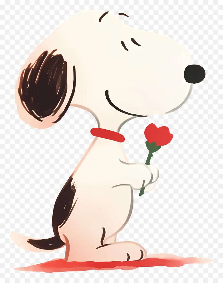 Snoopy，Anjing Kartun Dengan Bunga PNG