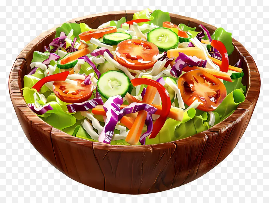 Salad Selada Kol，Salad Mangkuk Kayu PNG