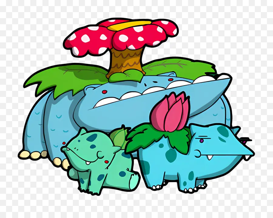 Bulbasaur，Keluarga Kartun Bulbasaur PNG