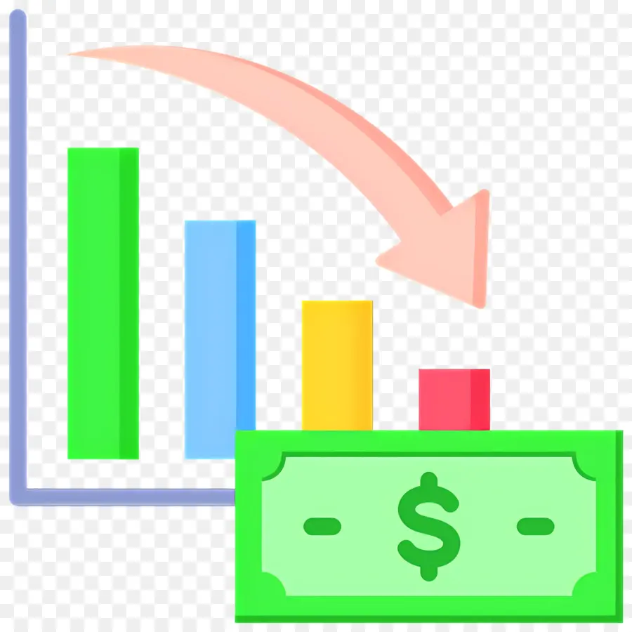 Investasi Turun，Grafik Batang Menurun PNG