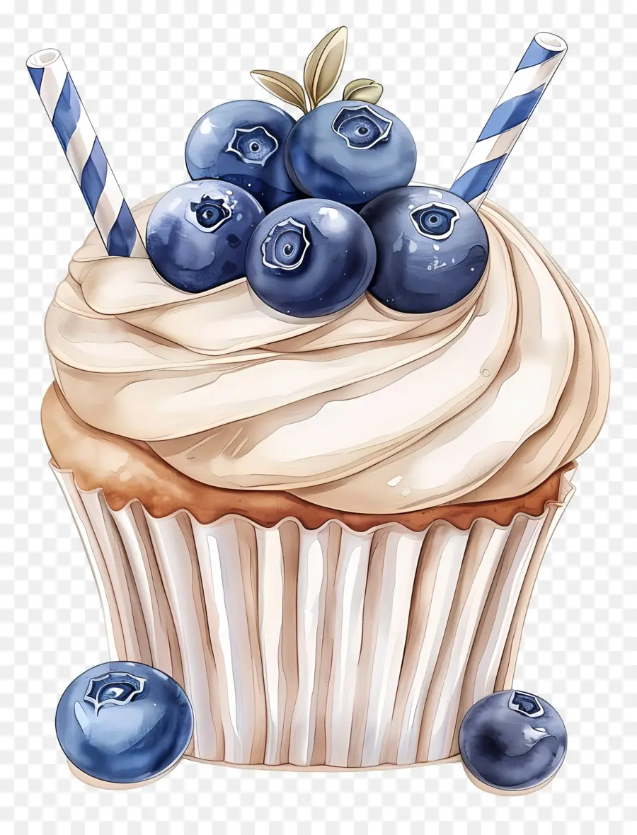 Kue Mangkuk Antik，Cupcake Dengan Blueberry PNG