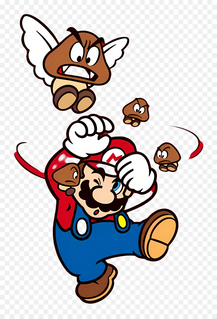 Super Mario，Mario Dengan Goombas PNG