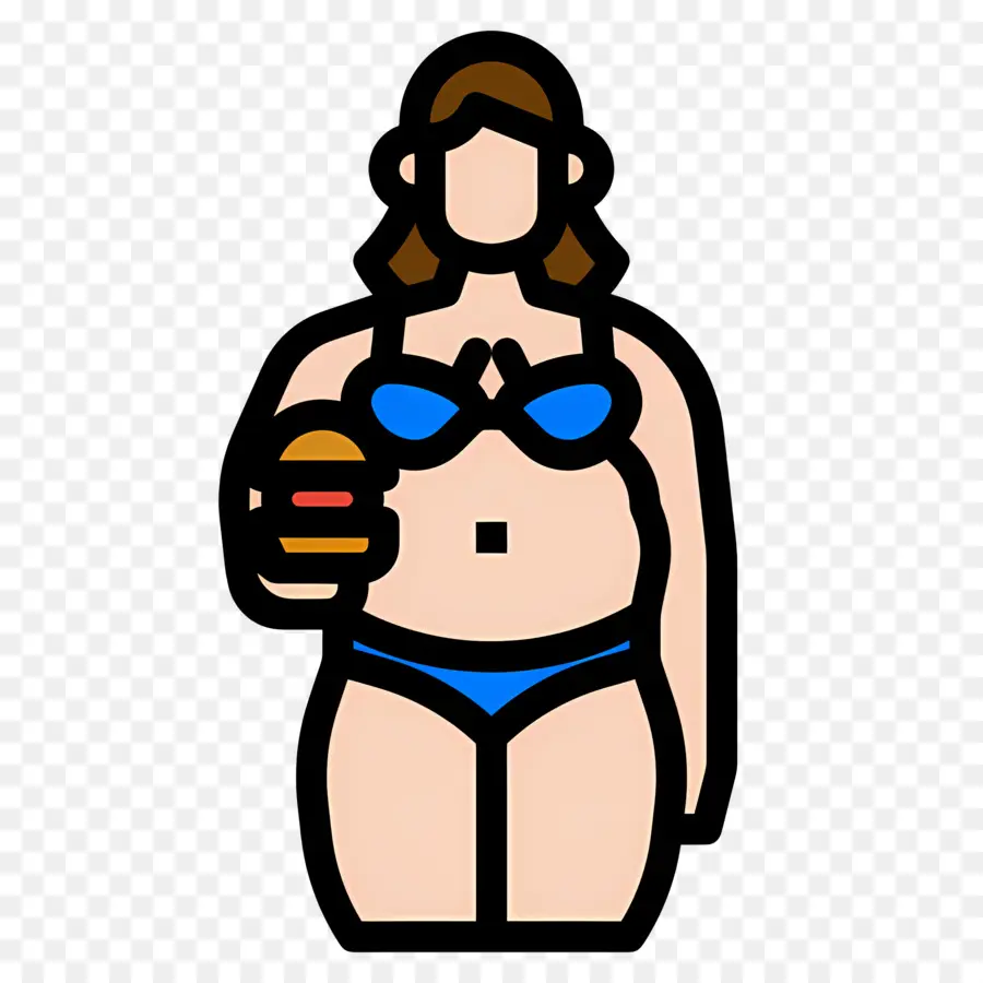 Kegemukan，Wanita Dengan Burger PNG