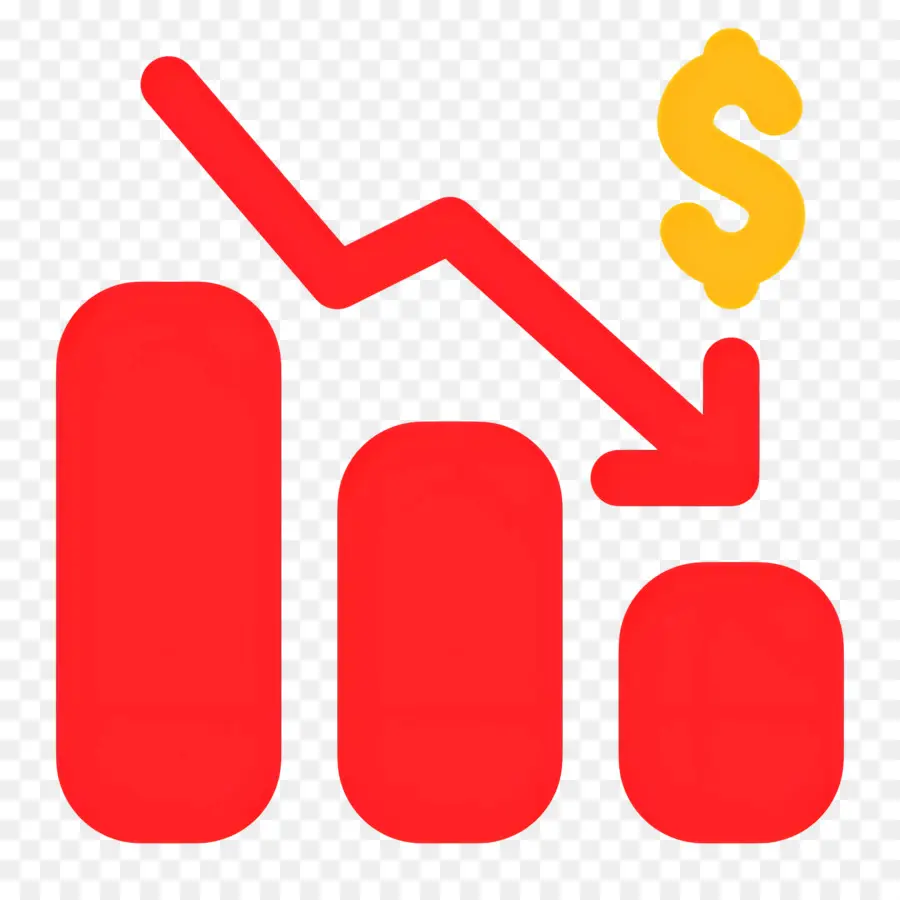 Investasi Turun，Grafik Merah Ke Bawah PNG