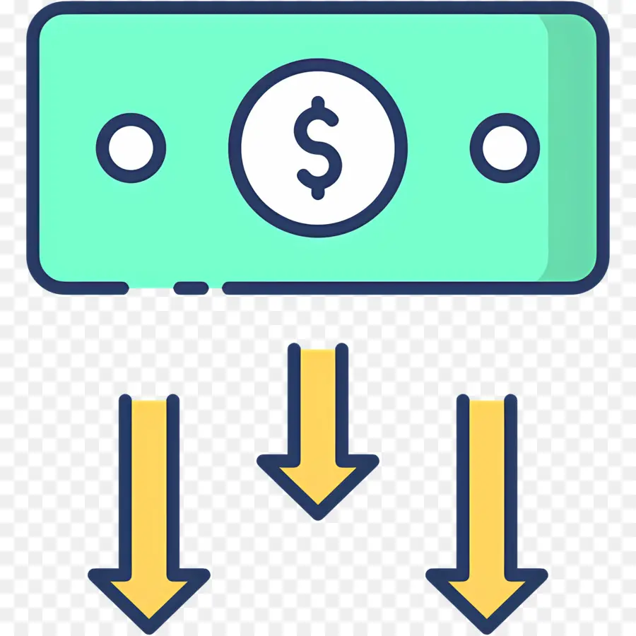 Investasi Turun，Uang Dengan Panah PNG