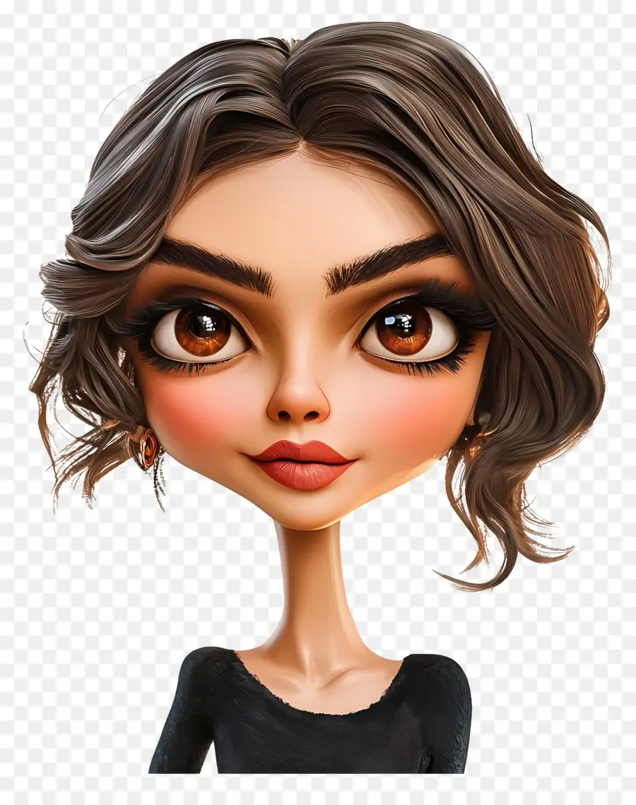 Deepika Padukone，Karakter Chibi Dengan Rambut Panjang PNG