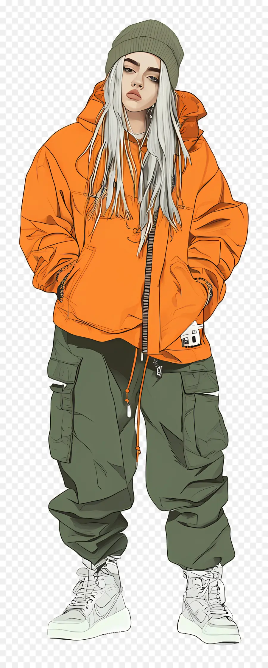 Billie Eilish，Karakter Jaket Oranye PNG