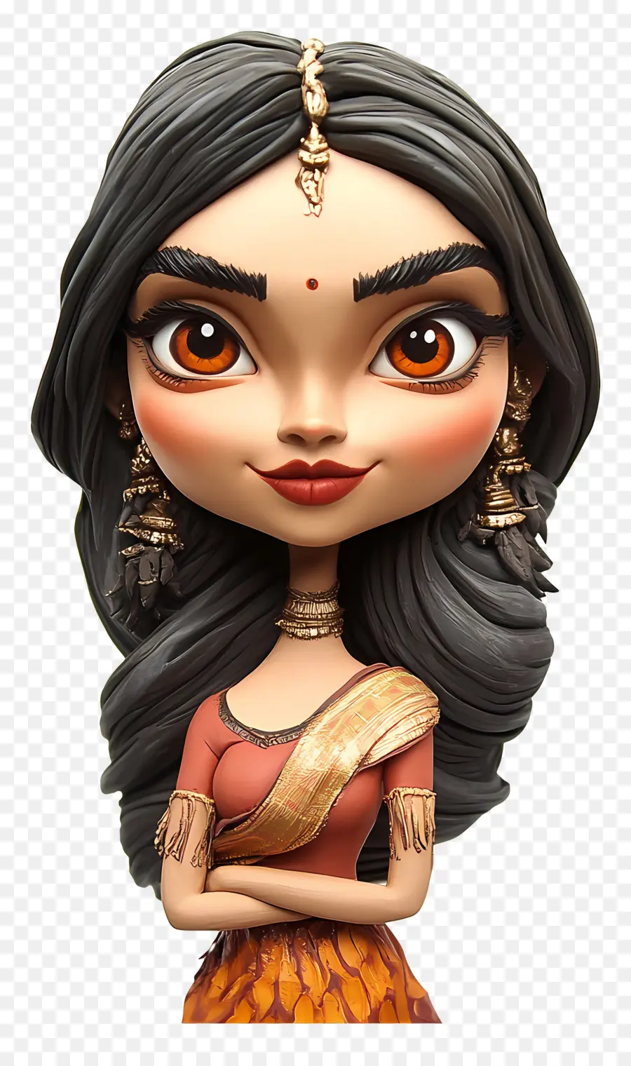 Deepika Padukone，Karakter Chibi Dalam Pakaian Tradisional PNG