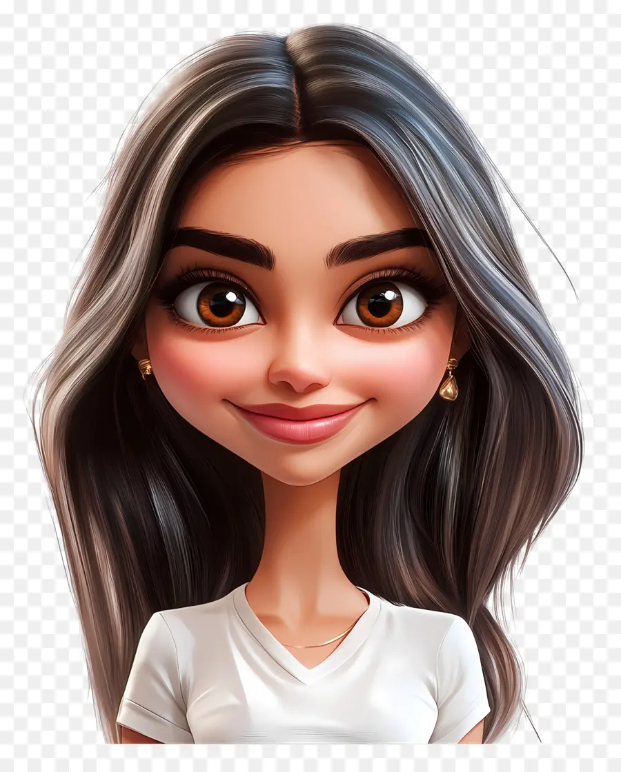 Deepika Padukone，Karakter Chibi Dengan Rambut Panjang PNG