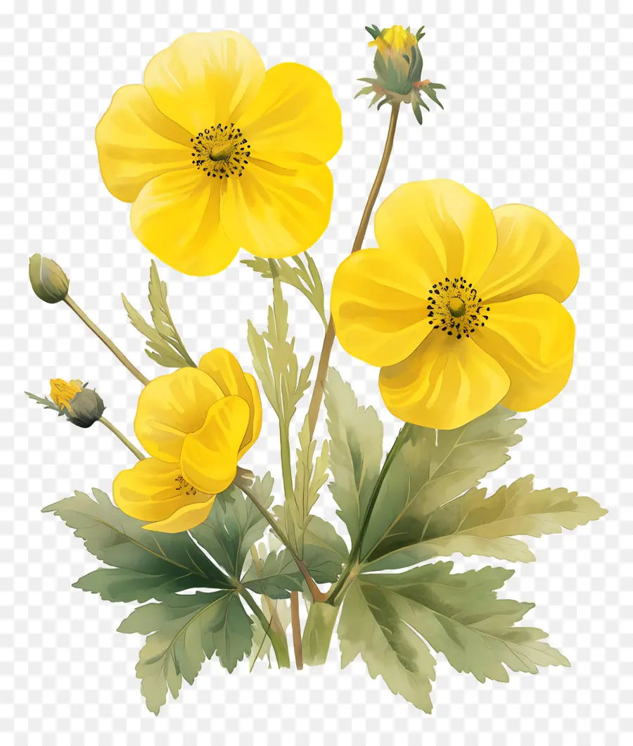 Bunga Bunga Mawar，Bunga Poppy Kuning PNG