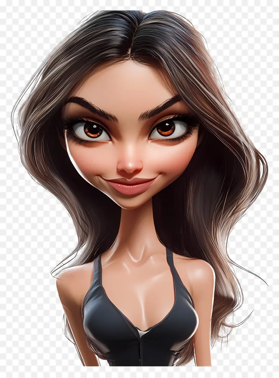 Deepika Padukone，Karakter Chibi Dengan Rambut Panjang PNG