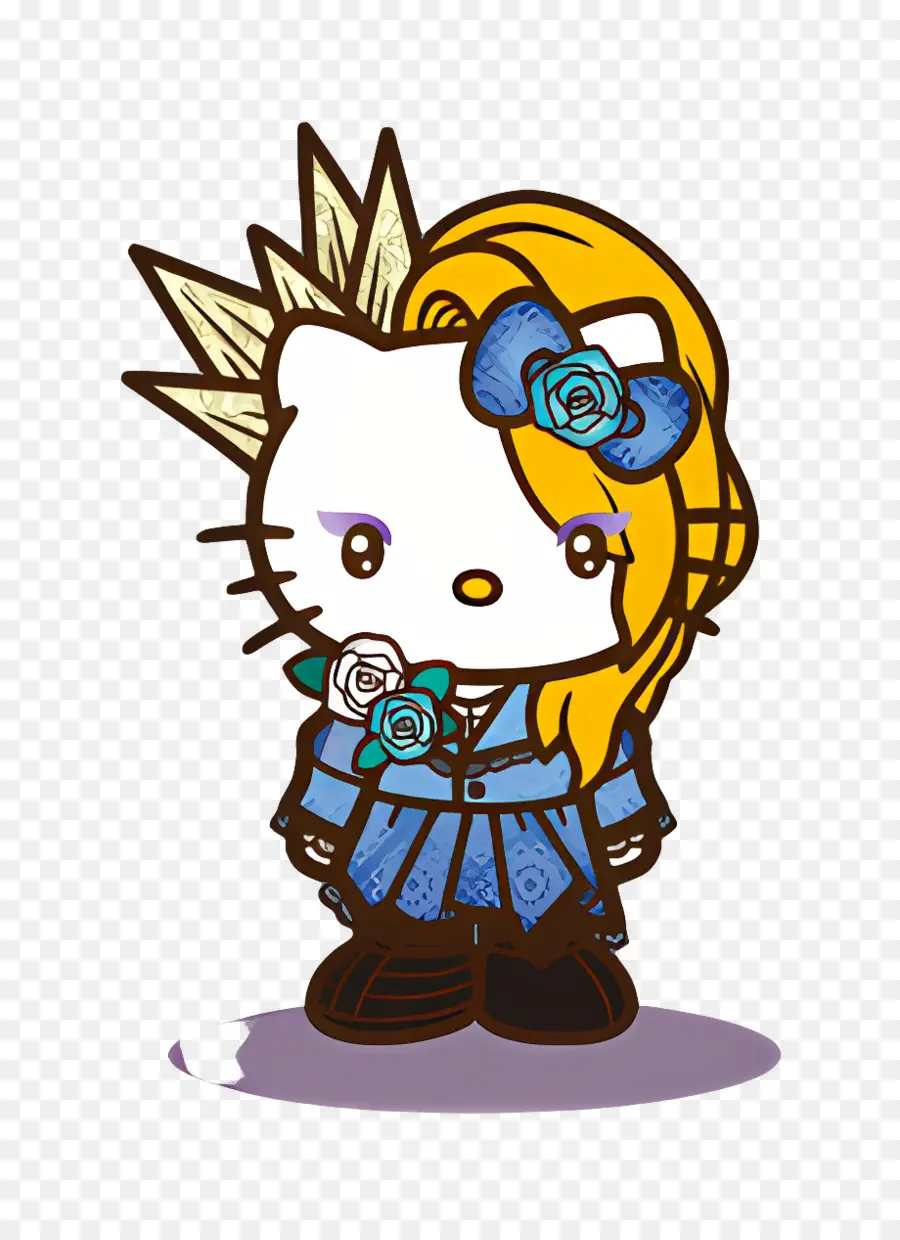 Yoshikitty，Karakter Kartun Dengan Bunga PNG