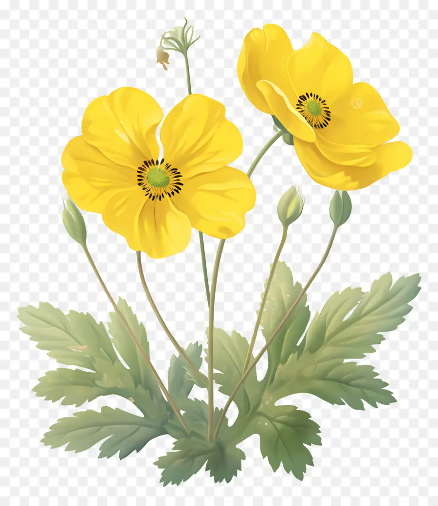 Bunga Bunga Mawar，Bunga Poppy Kuning PNG