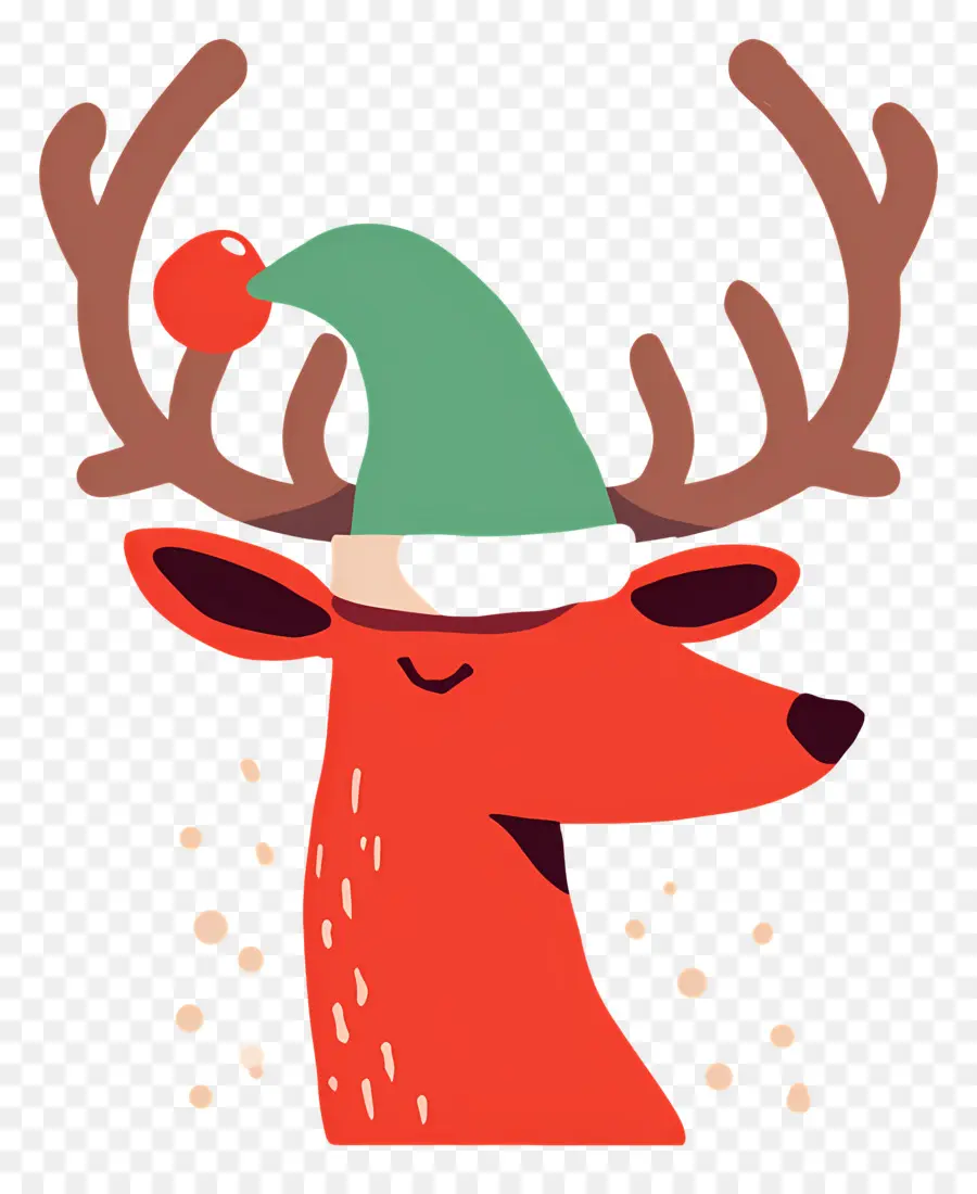 Rusa Natal，Rusa Kutub Dengan Santa Hat PNG