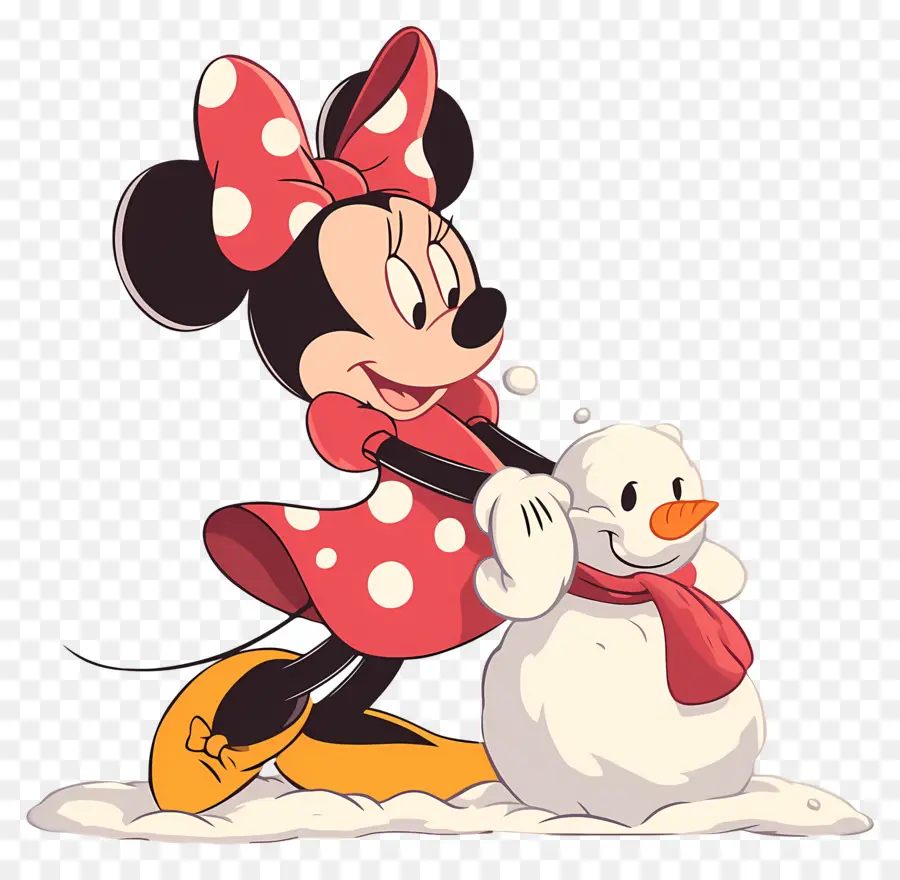 Minnie Tikus，Minnie Mouse Dengan Manusia Salju PNG