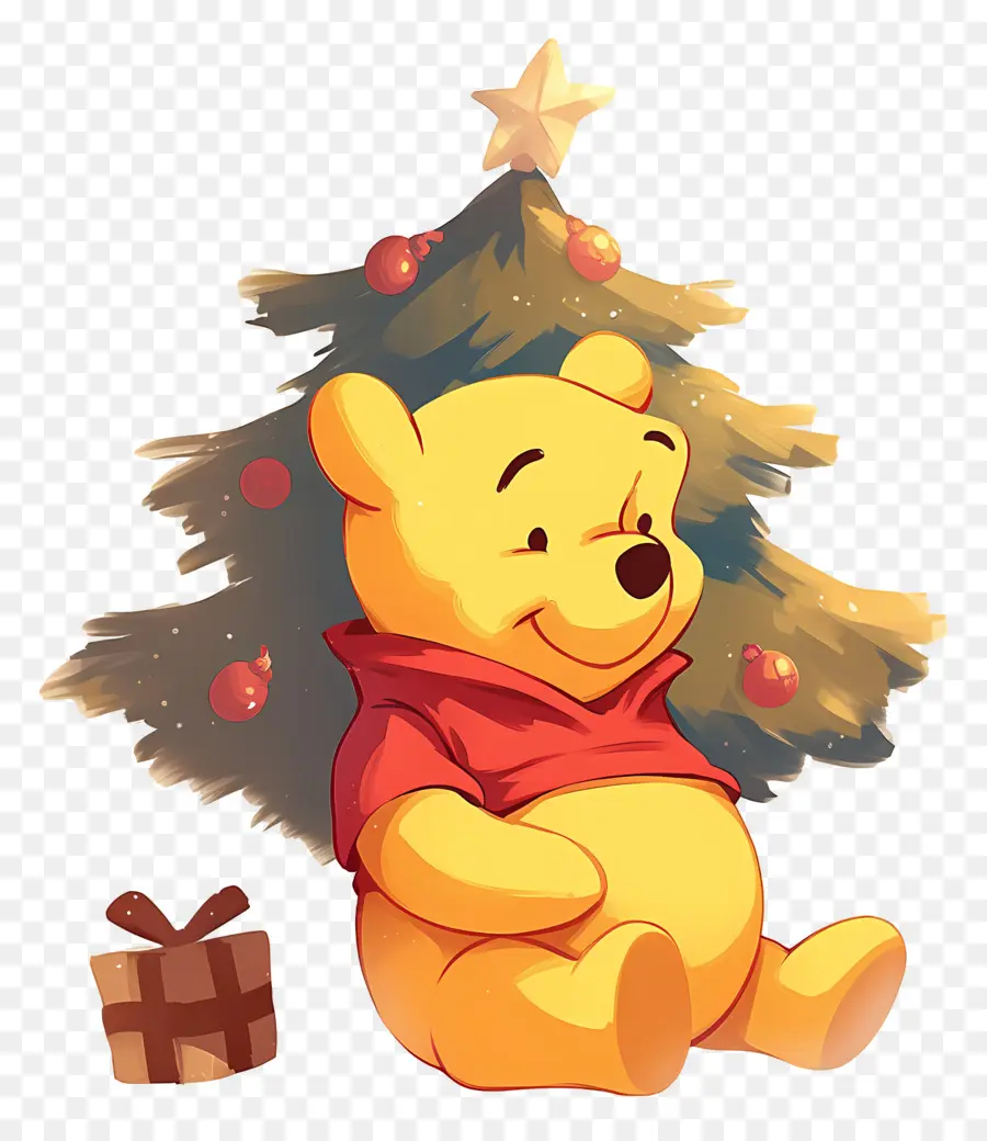 Winnie Si Beruang，Beruang Dengan Pohon Natal PNG