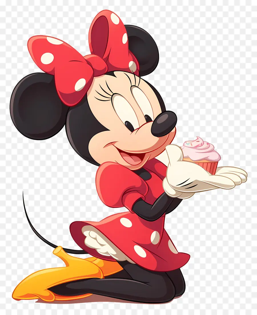 Minnie Tikus，Tikus Kartun Dengan Cupcake PNG