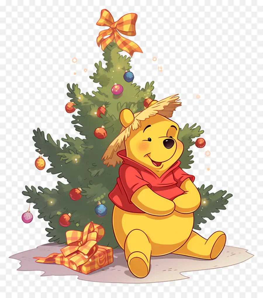 Winnie Si Beruang，Beruang Dengan Pohon Natal PNG